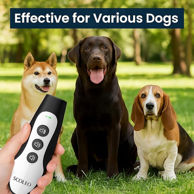 Anti Barking Device for Dogs - Ultrasonic Dog Trainer with VF Tech, 3 Modes Bark Control, Rechargeable Dog Bark Deterrent for Behavior Correction - Indoor & Outdoor Use