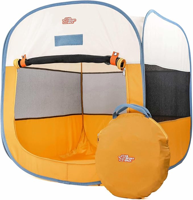 K9 Sport Sack K9 Kennel Portable Pop-Up Tent, Yellow - Large (30" L x 30" W x 30" H) - For Indoor & Outdoor Use + Travel - Includes Carry Bag & Four Stakes