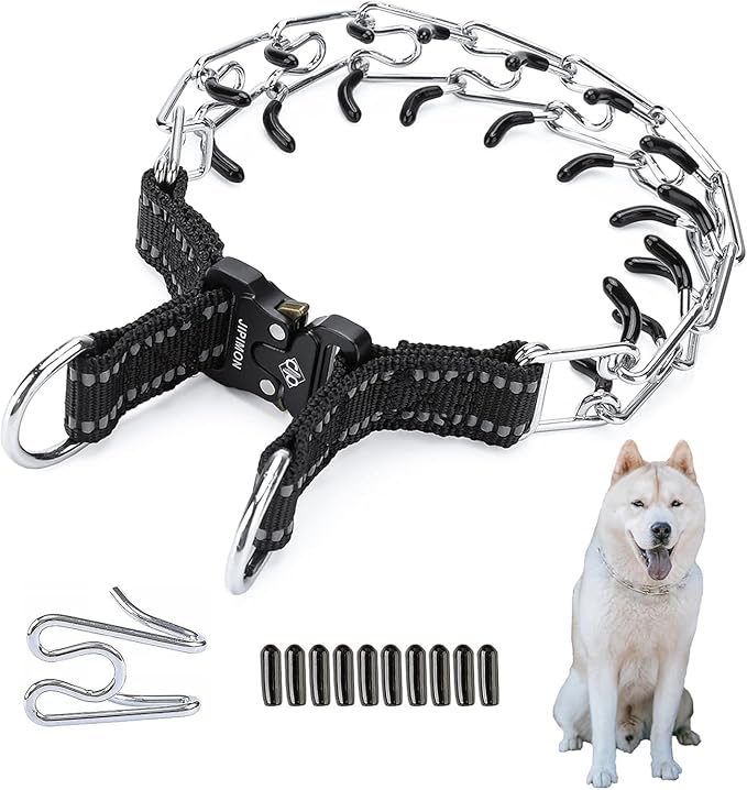 Adjustable Dog Collar with Comfortable Rubber Tip for Small Medium Large Dogs(Small, Black)