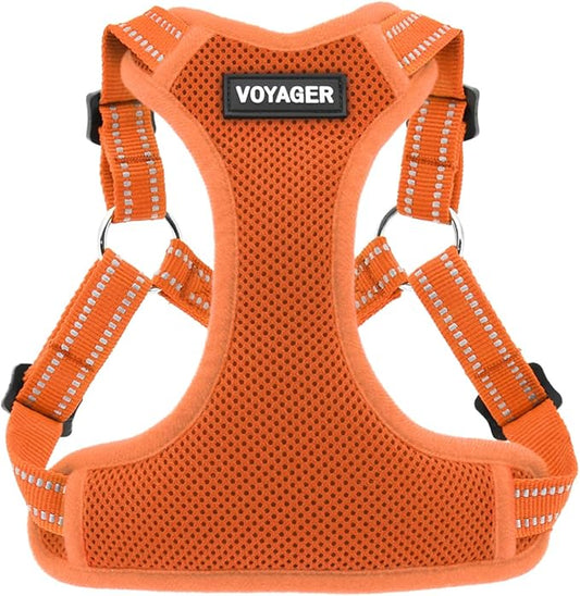 Best Pet Supplies Voyager Adjustable Step-in Flex Breathable Mesh Dog Harness for Small Medium Large Dogs (Orange), S