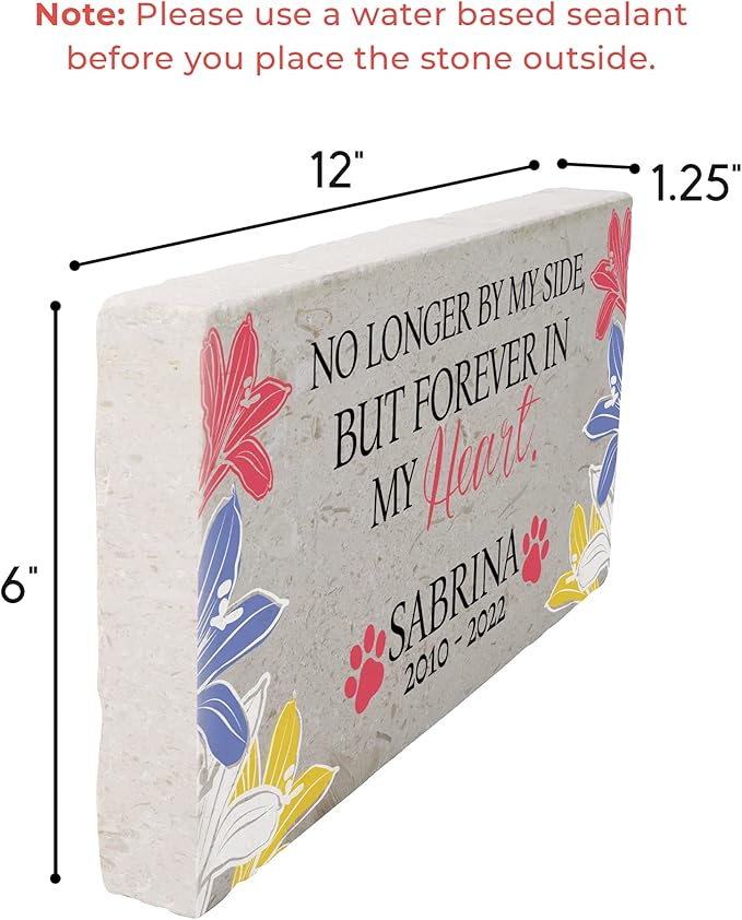 Personalized Pet Memorial Stone, 6x12 Custom Limestone Pet Grave Markers as Keepsake or Pet Remembrance, Thoughtful Pet Loss Gifts for Bereaved Pet Owners, Personalized Memorial Gifts (Sabrina)