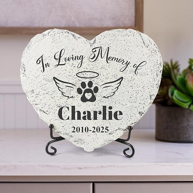 Personalized Dog Memorial Stone, Loss Gifts for Pet, Garden Stone, Pet Loss Gifts Cat Memorial Gifts, Cemetery Decorations, Grave Stone (Forever in Our Hearts)