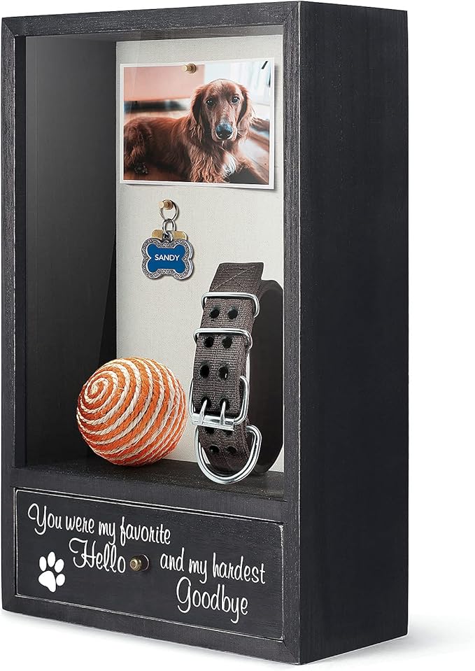TJ.MOREE Dog Memorial Gifts - You were My Favorite Hello and My Hardest Goodbye Remembrance Picture Frame Shadow Box - Pet Sympathy Gifts for Loss of Dog
