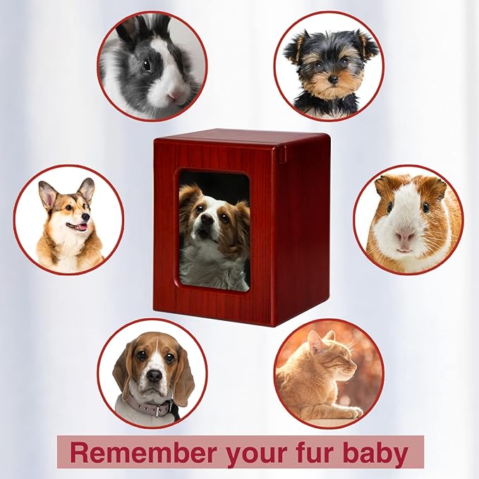 PCS Pet Urns for Dogs Ashes, Dog Photo Urn, Urns for Dog Ashes, Pet Cremation Box Red-Medium