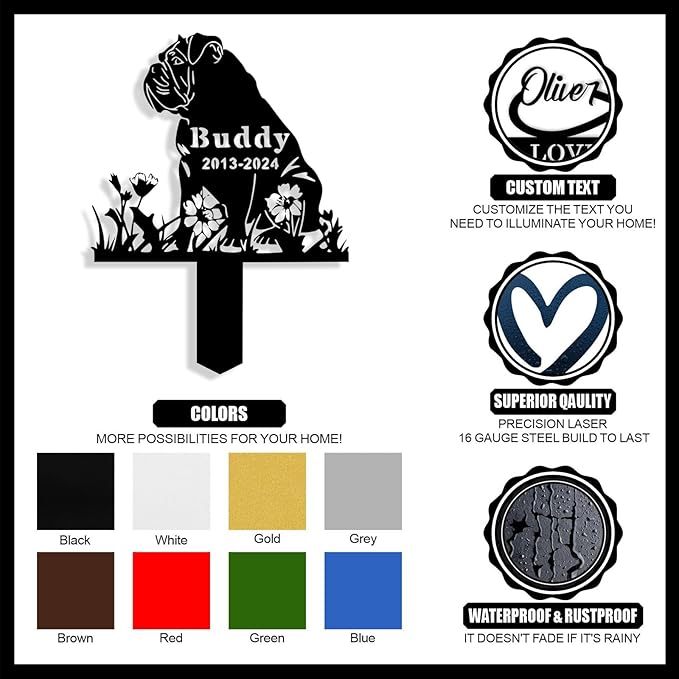 Custom Dog Grave Markers Outdoor, Personalized Pet Grave Marker Stake Dog Memorial, Outdoor Weatherproof Pet Cemetery Sign, Personalized Dog Memorial Gifts for Loss of Dog