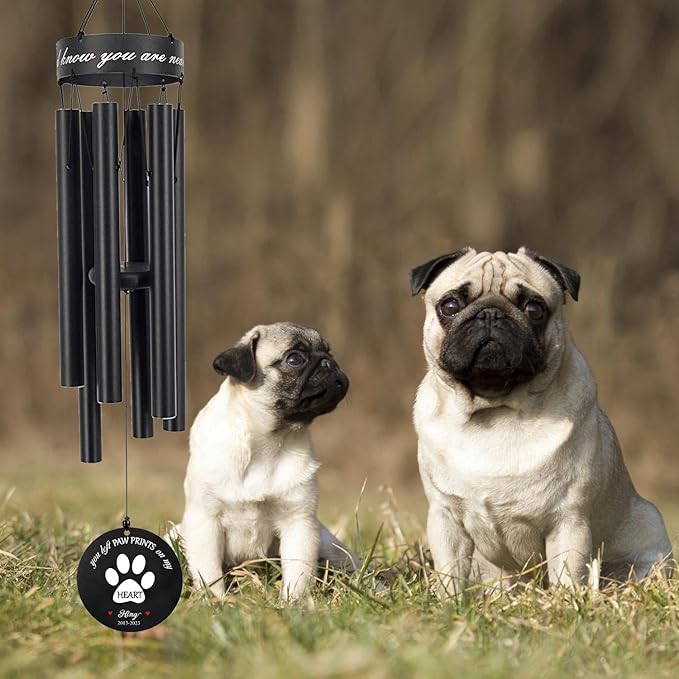 Personalized Pet Memorial Gifts for Dogs, Produced in USA 30 inch Pet Dog Memorial Wind Chimes with Picture, Bereavement Gifts for who loss of Pet Dog Cat, in Memory of Pets Wind Chimes, Sympathy Gift