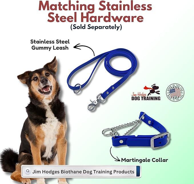 Martingale Collar for Dogs, Biothane, Stainless Steel Hardware, No Pull, Made in The USA, Professional Grade, Small, Blue