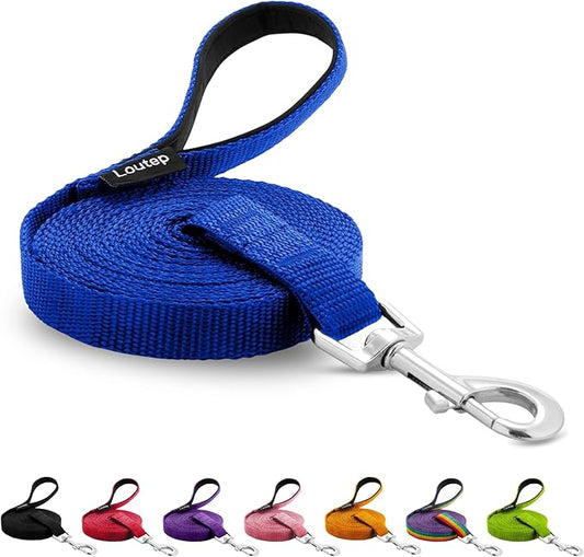 Dog Training Leash - Long Line for Recall & Obedience, Nylon Training Lead with Padded Handle, 15 ft / 20 ft / 30 ft / 50 ft / 100 ft - Long Leash for Dogs Outside, Small/Medium/Large