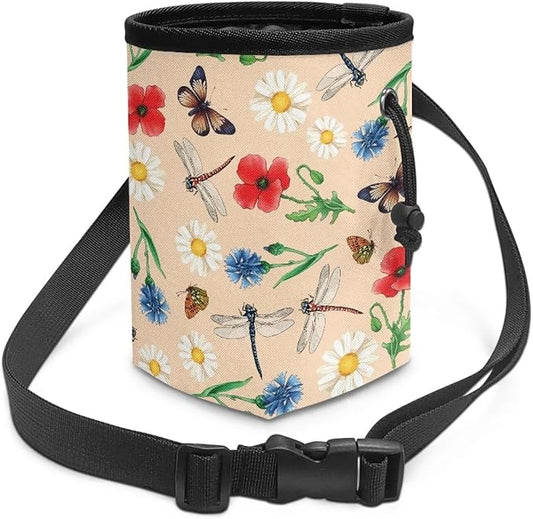 Dragonfly Daisy Pet Treat Pouch Quick Access to Your Pup's Treat, Dog Walking Bag Treat Snack Bags Pocket Sized Pet Training Walking & Rewarding Holder Easy to Carry
