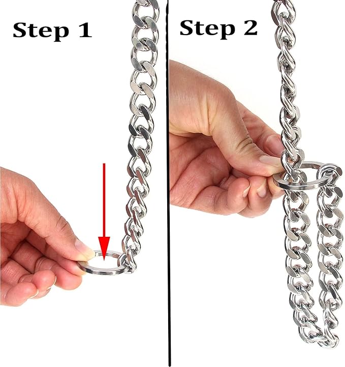 Chain Dog Choker Collar for Large Dogs, Metal Slip Link Training Heavy Duty Dog Choke Collar Martingale Puppy Collars for Small Medium Large Big XL Breed Dogs (Silver, L)