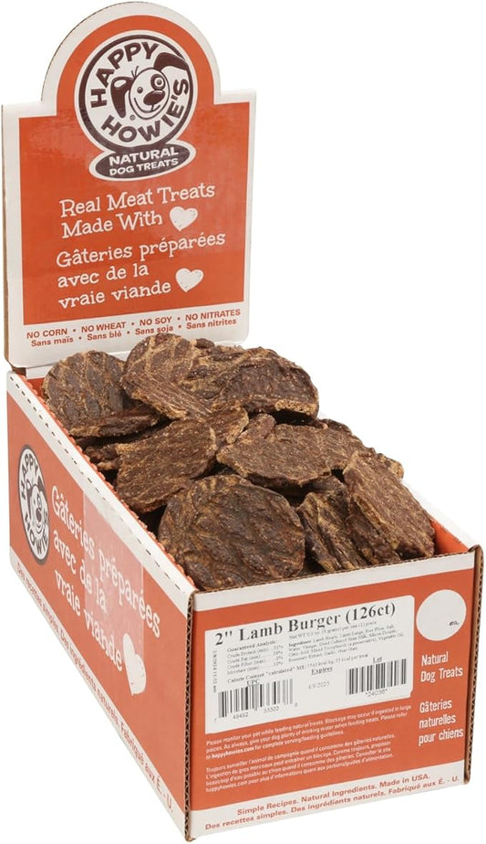 Happy Howie's Mini Doggy Burgers - Natural Healthy Dog Treats, Made with Real Lamb, Hormone and Gluten Free - Lamb, 126 Count (Pack of 1)