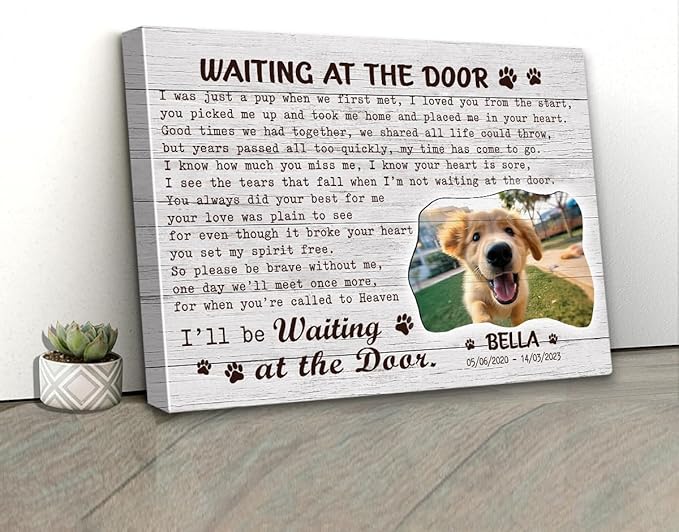 C80713 Funny Dog Memorial Canvas Gifts - Personalized Wall Art Decor With Sayings for Dog Lover Mom Dad - Custom Landscapes Canvas Name