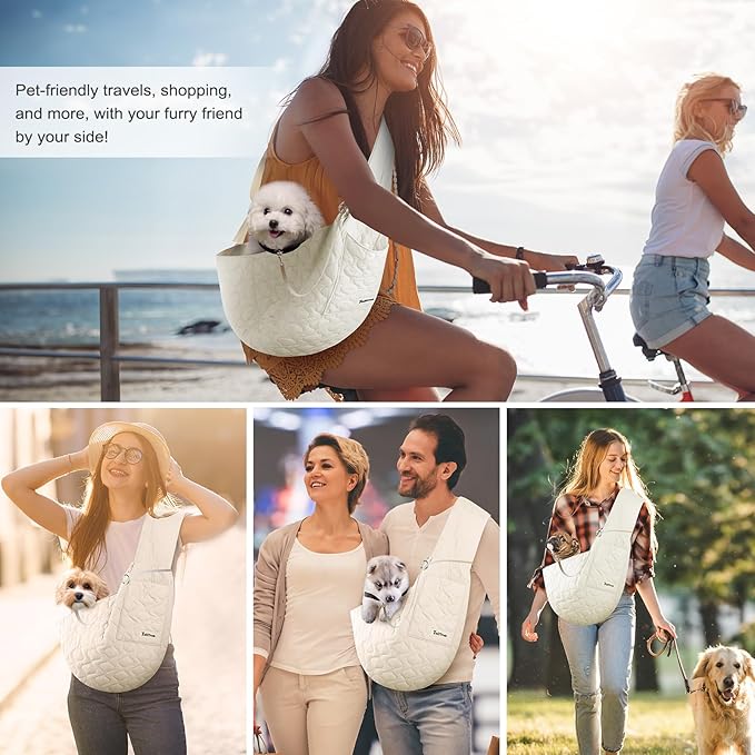 Dog Sling for Small Dogs, Front Dog Sling Carrier, Padded Lightweight Pet Soft Carrier with Adjustable Shoulder Strap, Travel Safety Harness Machine Washable for Small Cats Puppy Outdoor