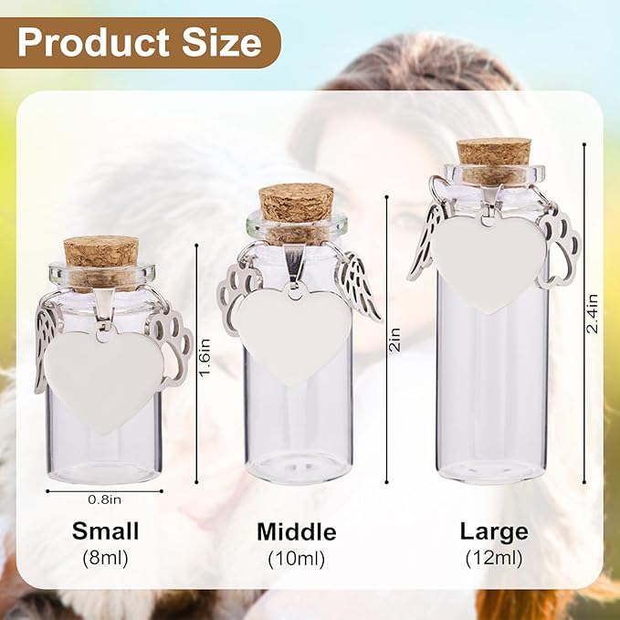 Personalized Pet Memorial Bottle for Pet Hair,Keepsake for Dog Hair with Heart Shape Custom Pet Name Glass,Pet Fur Memorial Fur,Pet Loss Memory