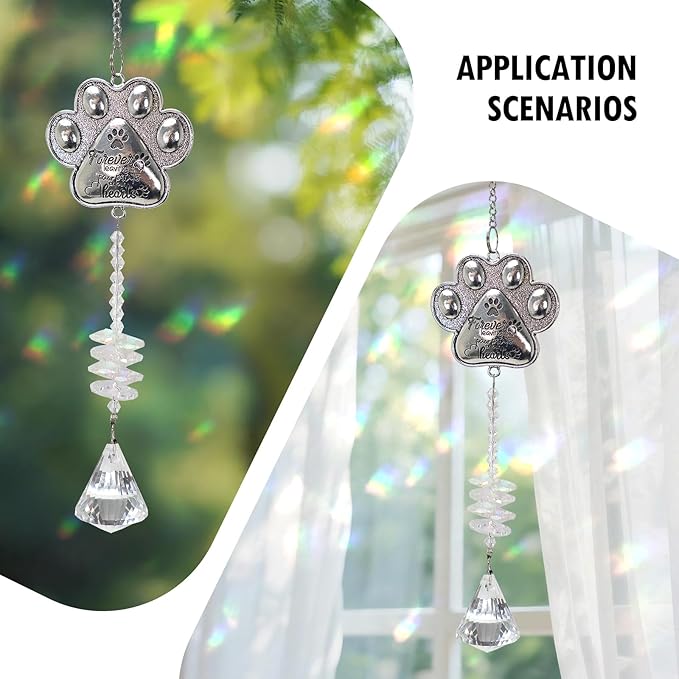 Pet Memorial Suncatcher - Loss of Pet Sympathy Gift for Dog and Cat Owners with Crystals, Indoor Window Suncatchers, Bereavement Gifts Dog Memorial (Transparent)