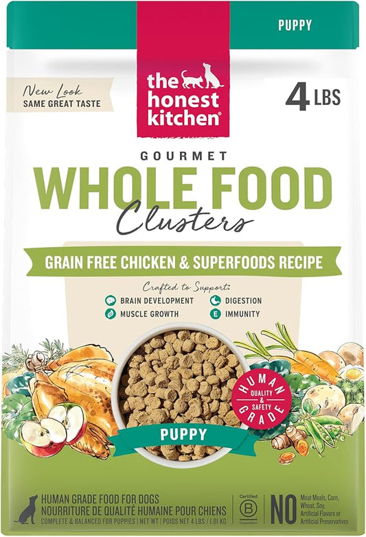 The Honest Kitchen Whole Food Clusters Puppy Grain Free Chicken Dry Dog Food, 4 lb Bag