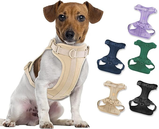 No Pull Lightweight Dog Harness: Adjustable Durable Breathable Mesh Pet Vest Harness with Soft & Comfortable Cushion, for Small Medium Large Dogs (Medium, Sand Color)