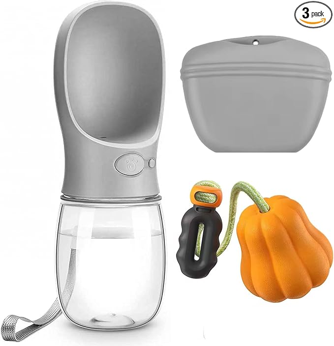 Dog Treat Pouch For Training - Silicone Easy Clean - Includes Water Bottle & Tug Toy - Hands-Free Walking Accesories for Dog Moms