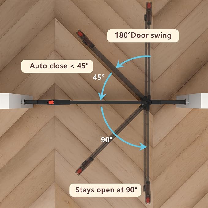 MAVRICFLEX Steel Dog Gate, No-Drill Pressure-Mounted Pet Gate for Door, Auto-Close < 45 °, Black
