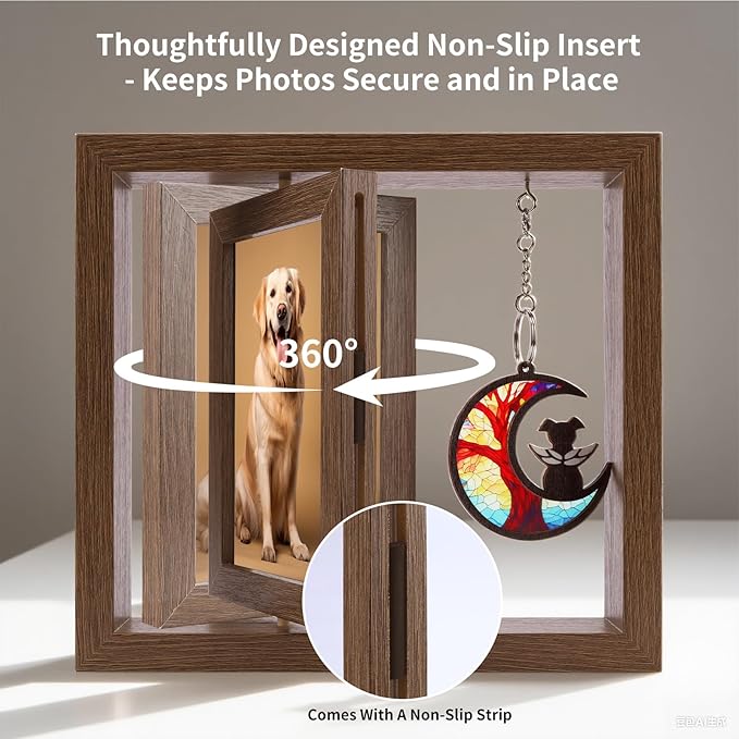 Dog Memorial Picture Frame – 4x6 Wooden Photo Frame for Pet Loss – Sympathy Remembrance Gift for Dog or Cat Lovers (Life Tree)