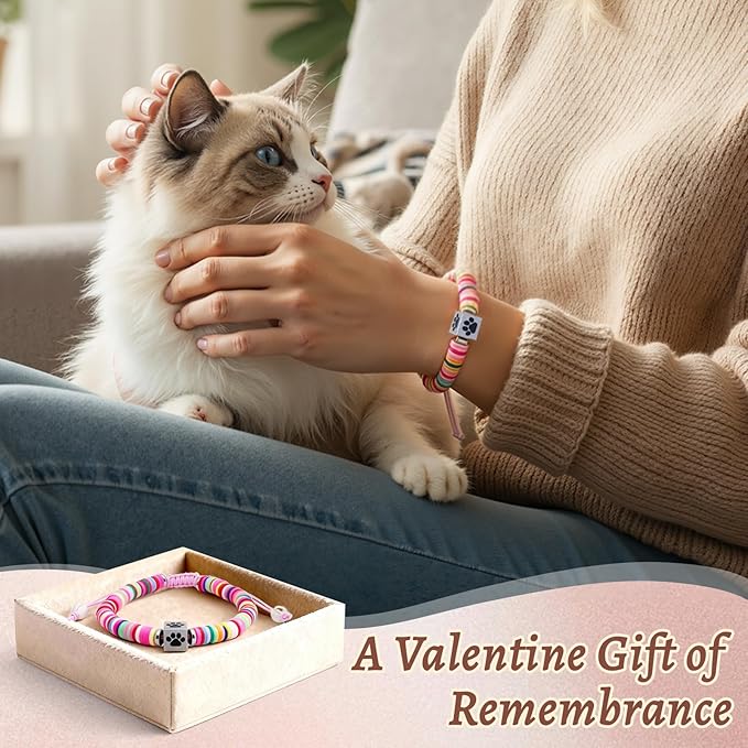 Pet Memorial Bracelet for Dog Loss, Sympathy Gift Keepsake, Adjustable Paw Charm Remembrance Jewelry, Pink