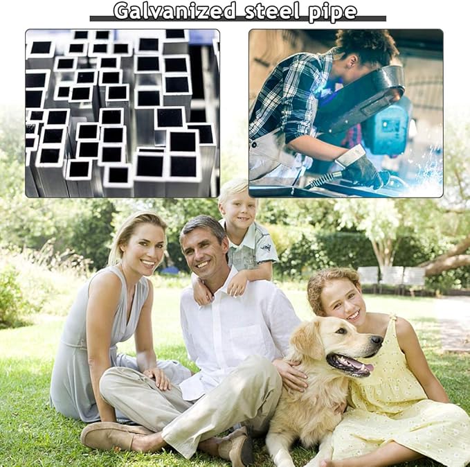 Dog Crate Dog Kennel Cage Outdoor Welded Wire Dog Playpen Heavy Duty Pet Exercise Pen with UV Protection Waterproof Cover and Roof Galvanized Metal Animal Kennel for Large Dogs, Black