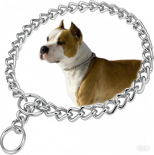 Dog Choke Collar Slip P Chain,Heavy Duty Metal Training Choker Martingale Collars, Adjustable Weather Proof Alloy Steel Chains for Small Medium Large Dogs(Silver,XL)