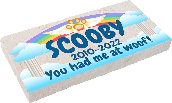 Personalized Pet Memorial Stone, 6x12 Custom Limestone Pet Grave Markers as Keepsake or Pet Remembrance, Thoughtful Pet Loss Gifts for Bereaved Pet Owners, Personalized Memorial Gifts (Scooby)