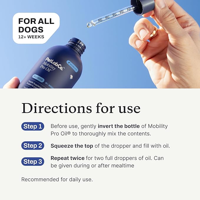 PetLab Co. Joint & Mobility Oil for Dogs – Mobility Pro Oil - Curcumin for Joint Support – Promote Healthy Joints & Flexibility – Easy to Use