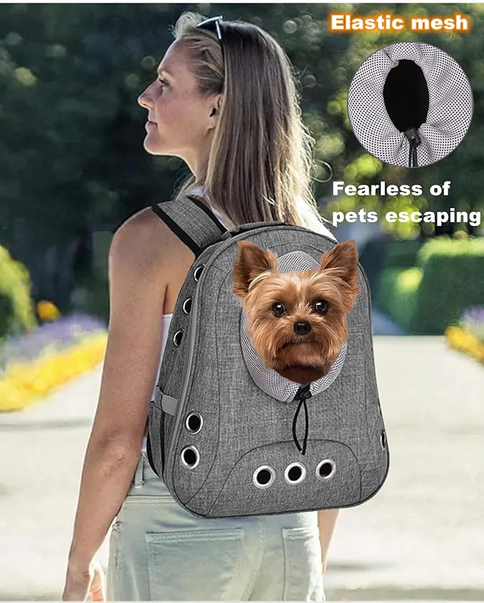 Pet Dog Backpack Carrier Small Doggy Front Backpack,Large Space Cat Carrier Backpack,Ventilated for Hiking,Camping,Travel,Suitable for Shopping and Vet,Max 12 lbs(‌Gray)