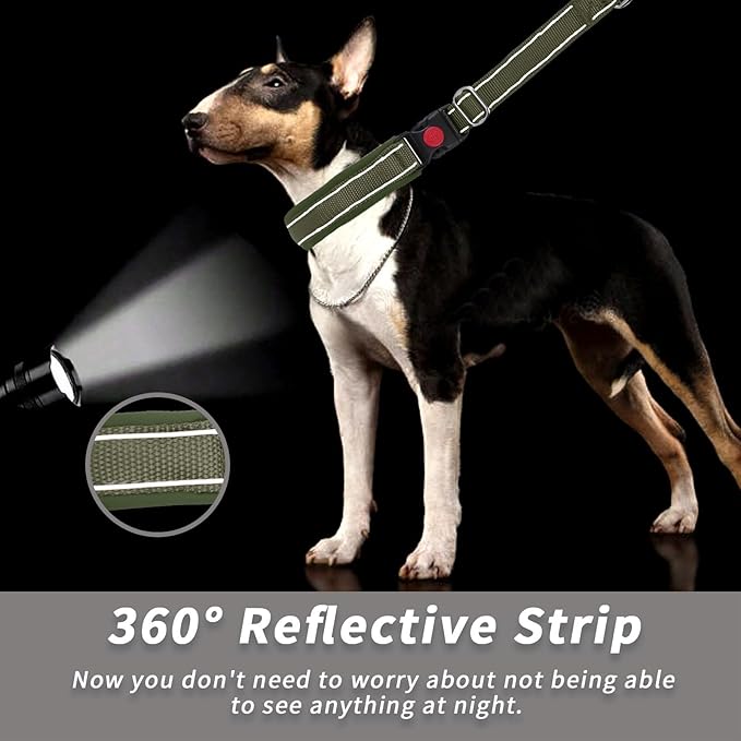 Martingale No Pull Dog Collar for Large Medium Small Dogs, Heavy Duty Nylon Reflective Adjustable Anti Pull Slip Collar with Buckle for Training Walking L Army Green