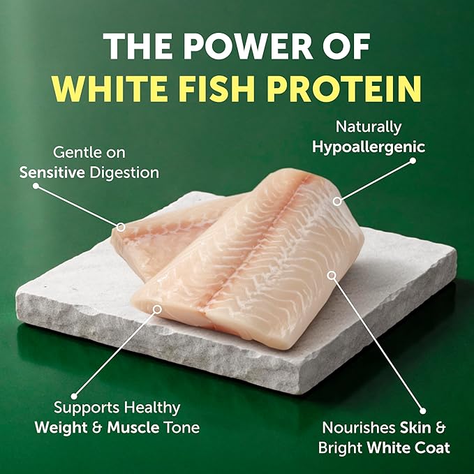Nature's Protection Dry Dog Food for Small Breed - High Protein, Grain-Free Anti-Tear Stain Diet for White & Light Fur Adult Dogs, Small Bites Kibble (Superior Care - White Fish, 22 lb)