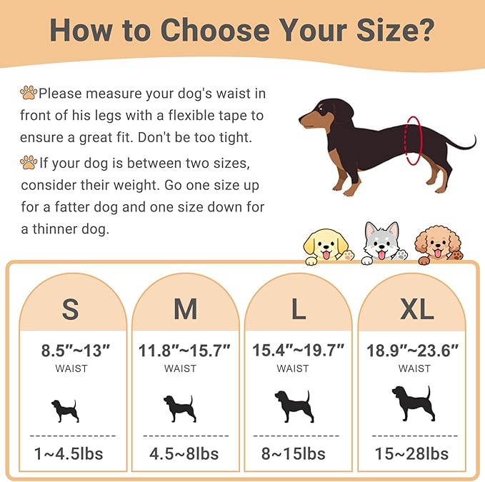 Mkono Male Dog Belly Band Wraps Washable Dog Diapers Male for Small and Medium Dogs (3 Pack), Waist 8.5 Inches to 13 Inches