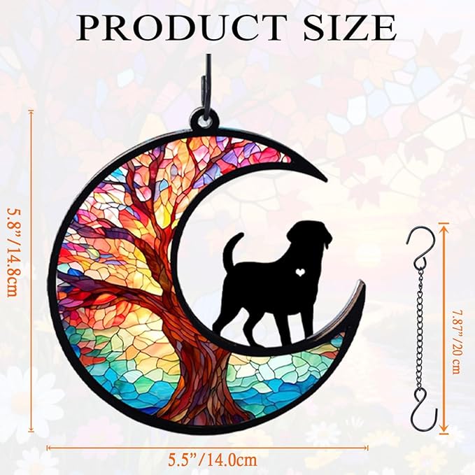 Dog Angel Memorial Suncatcher with Rainbow Bridge Poem Card, Pet Sympathy Gifts for Loss of Dogs and Cats, Life Tree and Dog