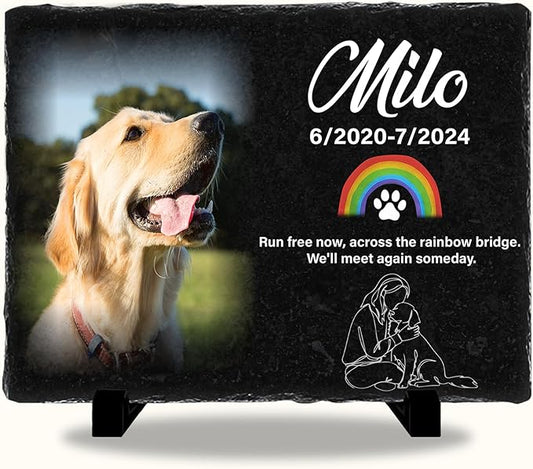 Custom Dog Memorial Stones Personalized Dog Gifts | Pet Memory Thoughtful Gifts for 4-Legged Companion Passed Away | Best Remembrance Gift for Pets Loss | Pet Stones Memorial Dogs with Photo