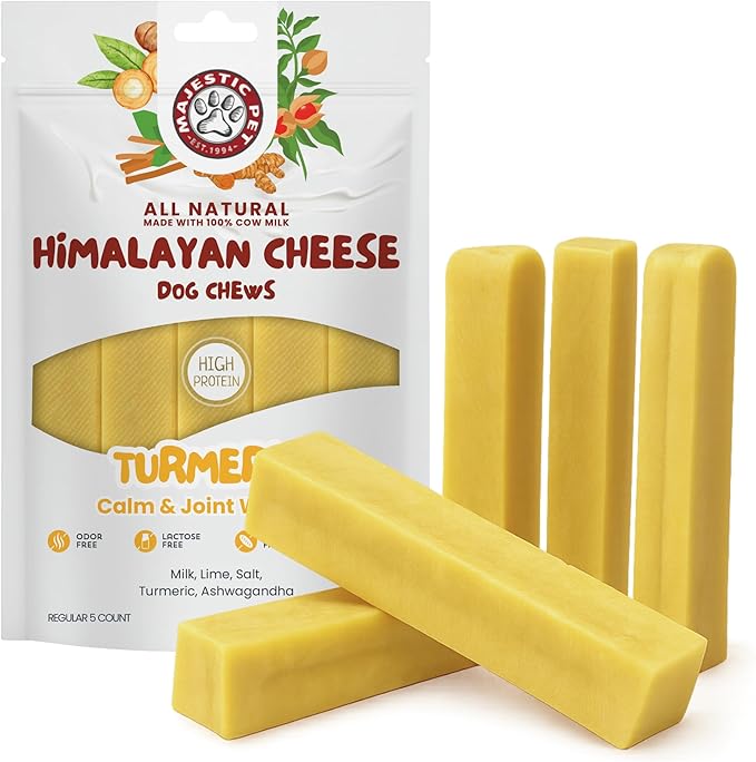 Majestic Pet Himalayan All-Natural Cheese Dog Chews - Long Lasting Dental Chew for Dogs - Healthy Pet Treats with Beneficial Ingredients (Calm & Joint Wellness, Regular, 5 Pack)