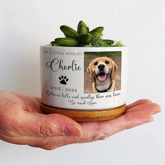 Customized Dog Memorial Picture Plant Pot Remembrance Gifts With Heartfelt Sentimental Quote Loss Plaque In Loving Memory of Plant Pot Dog Cat for Outdoor Sympathy Decor Gifts Pawprints Pet