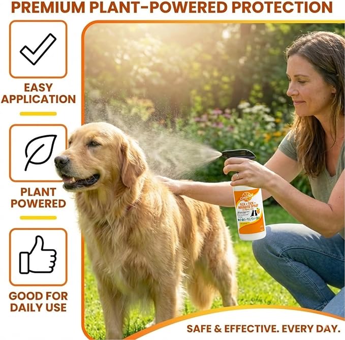 Natural Flea, Tick & Mosquito Spray for Dogs – Cedarwood & Citrus Formula – Plant-Based, DEET-Free, Non-Toxic, USA Made – Safe for Home & Pets – CITRATIDE (16 fl oz)