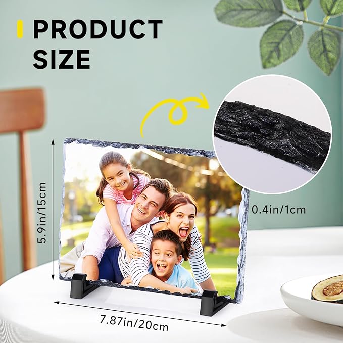 Custom Rock Slate Frame with Picture, Unique Picture Frames Personalized Picture Frame Print Photos Text Gift for Him Her Family Birthday Anniversary