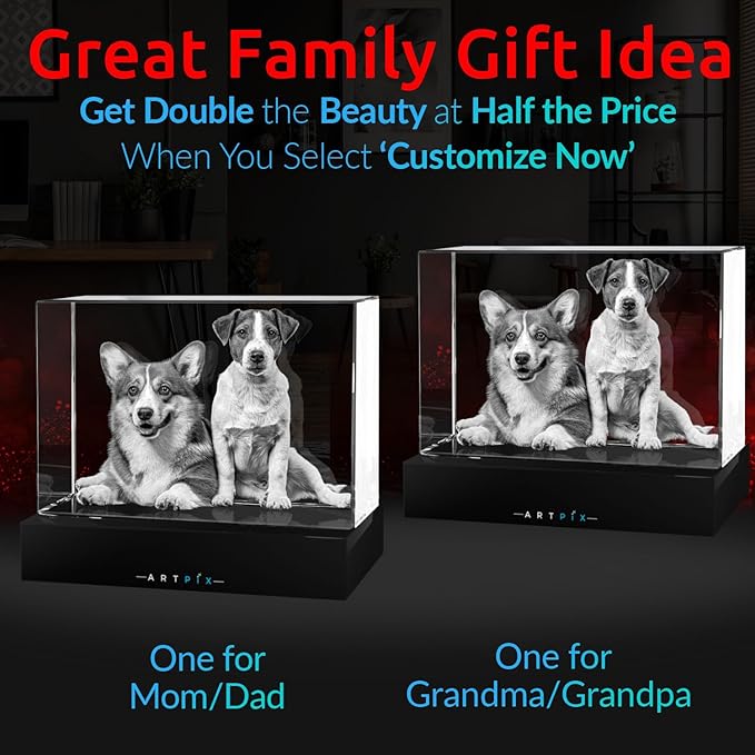 ArtPix 3D Crystal Photo, Personalized Dog Memorial Gifts with Your Own Photo for Dog Lovers, Pet Owners, 3D Laser Etched Picture, Engraved Crystal in Memory of Dog, Customized Gifts