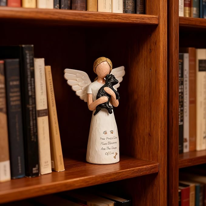Dog Memorial Sympathy Gift for Loss of Pet, Comforting Bereavement Memorial for Grieving Dog Owners, Hand-Painted Figure，Resin Angel Statues，Garden or Home Memorial Display