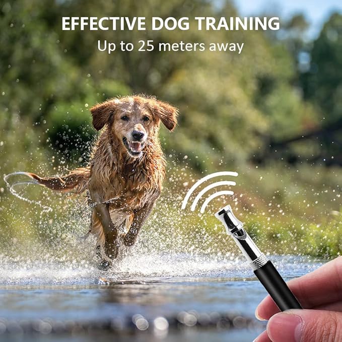2 Pack Dog Whistle, Dog Whistle to Stop Barking Neighbors Dog, Adjustable Ultrasonic Silent Dog Whistle, Professional Recall Dog Training Whistles, with Lanyard (Black+White)