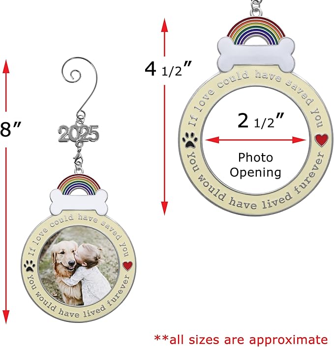 Dog Memorial Keepsake Christmas Ornaments - Set of 3-2025 Dated - If Love Could Have Saved You - Paw Prints and Heart Design - Loss of Pet Gifts - 3.5'D