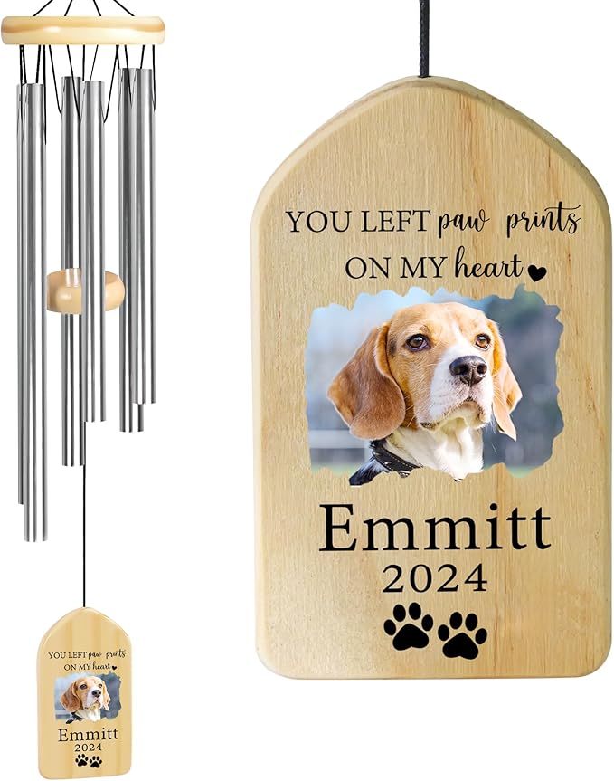 Pet Memorial Wind Chime, Pet Loss Gifts, Pet Memorial Gifts for Dogs, Dog Memorial Gifts for Loss of Dog, Loss of Dog Sympathy Gift, Dog Remembrance Gift, in Memory of Dog Cat - Left Paw Prints