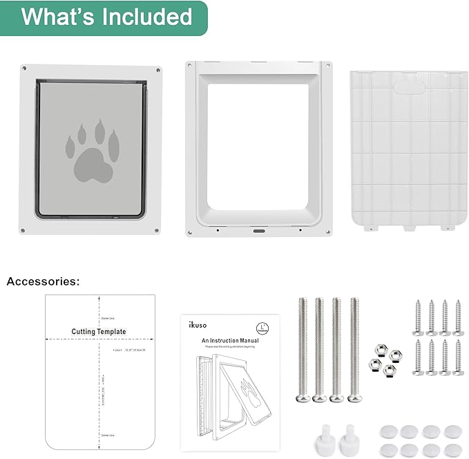 Large Dog Door for Wall,Thickened Dog Door, 3 1/2" - 8" Adjustable Tunnel, Weatherproof Door for Dogs, Magnetic Flap with Insulation,Strong and Sturdy,Snap-in Closing Panel Included (Large)