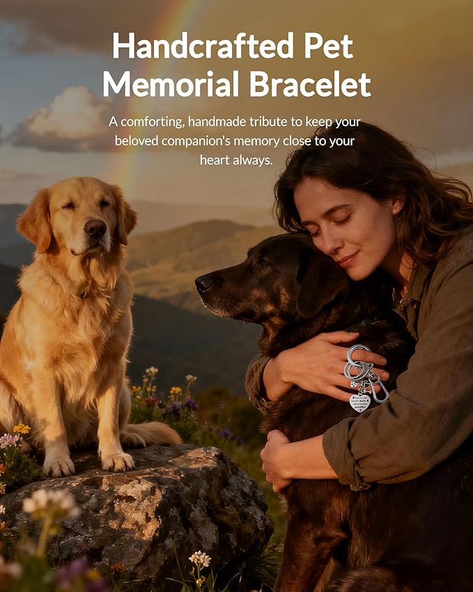 Belloxis Pet Memorial Gifts for Loss of Dog, Dogs Lost Memorial for Women Men Pass Away Animal Paw Print Heart Key Chain Rainbow Loss Sympathy Gift Bridge Card Keychain for Cat, Pet Died Cats Death