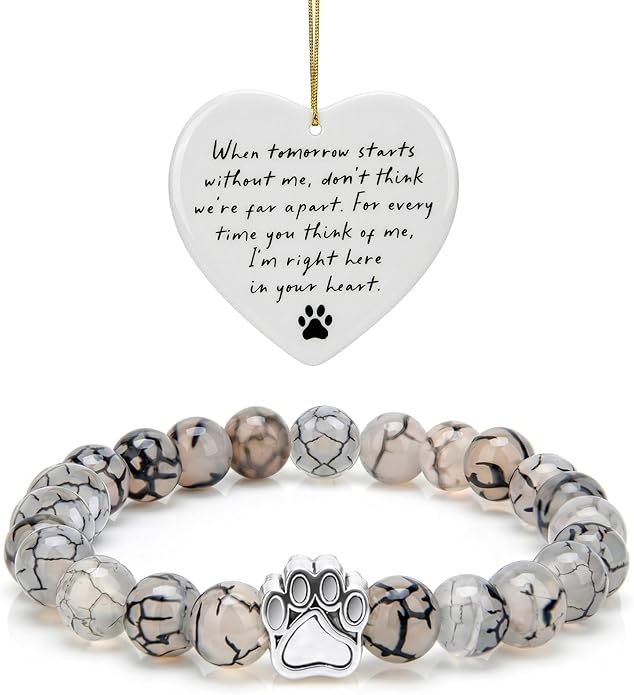 LINGYUAN Pet Memorial Gifts for Dogs Cats, Pet Memorial Bracelet, Remembrance Pet Loss Sympathy Gift for Cat Dog Lovers, Bereavement Gifts for Loss of Pet