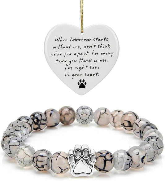 LINGYUAN Pet Memorial Gifts for Dogs Cats, Pet Memorial Bracelet, Remembrance Pet Loss Sympathy Gift for Cat Dog Lovers, Bereavement Gifts for Loss of Pet