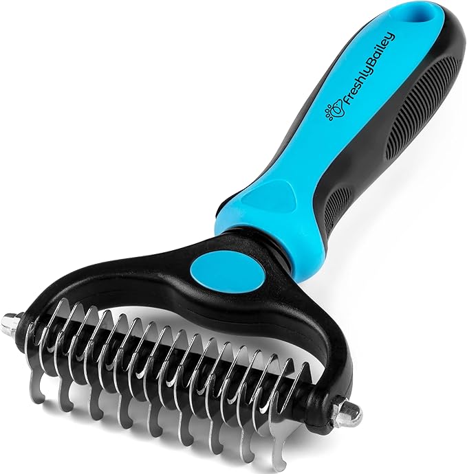 Dog and Cat Dematting Brush and Comb Set - Perfect For Grooming Long Haired Cats & Dogs - Detangle Pet's Coat & Prevent Painful Matting