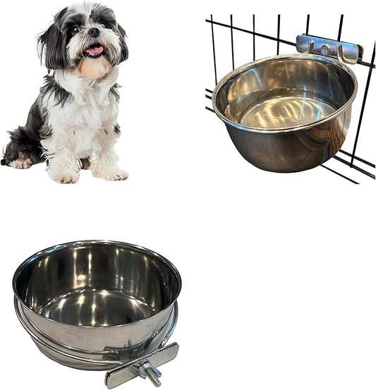 SPOT Coop Cup Bolt Clamp - Stainless Steel Hanging Bowl for Crate, Removable Pet Feeding Dish, Easy Installation, Chew-Proof Design, for Small Dogs, Cats, Birds, Reptiles -2.5 Cups (20 Oz)